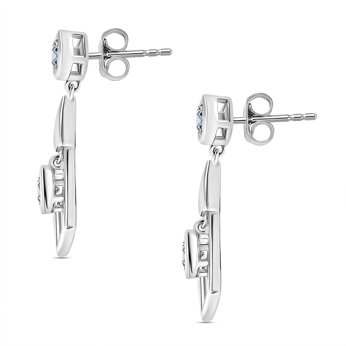 J Francis - Swarovski Zirconia Earring With Push Back in Rhodium Overlay Sterling Silver 2.40 Ct.