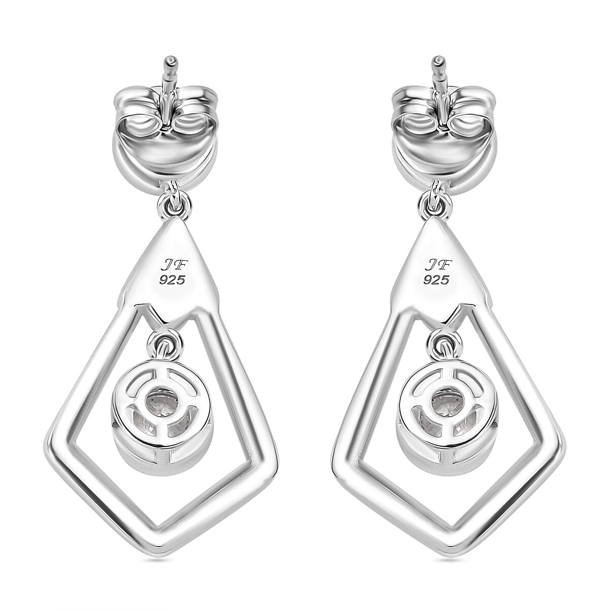 J Francis - Swarovski Zirconia Earring With Push Back in Rhodium Overlay Sterling Silver 2.40 Ct.