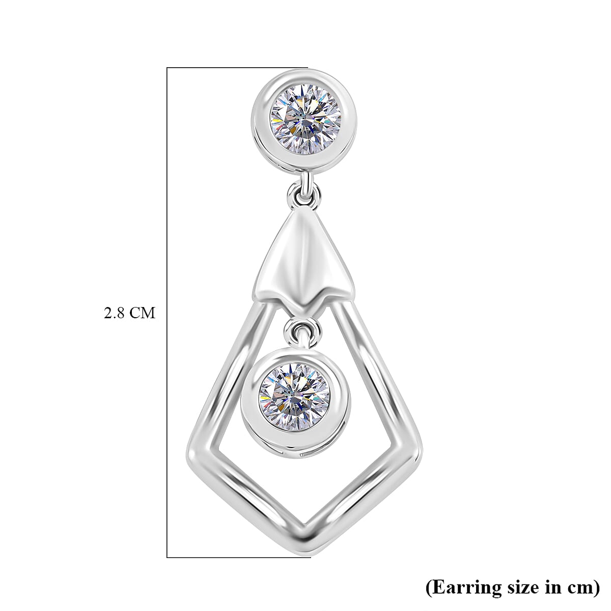 J Francis - Swarovski Zirconia Earring With Push Back in Rhodium Overlay Sterling Silver 2.40 Ct.