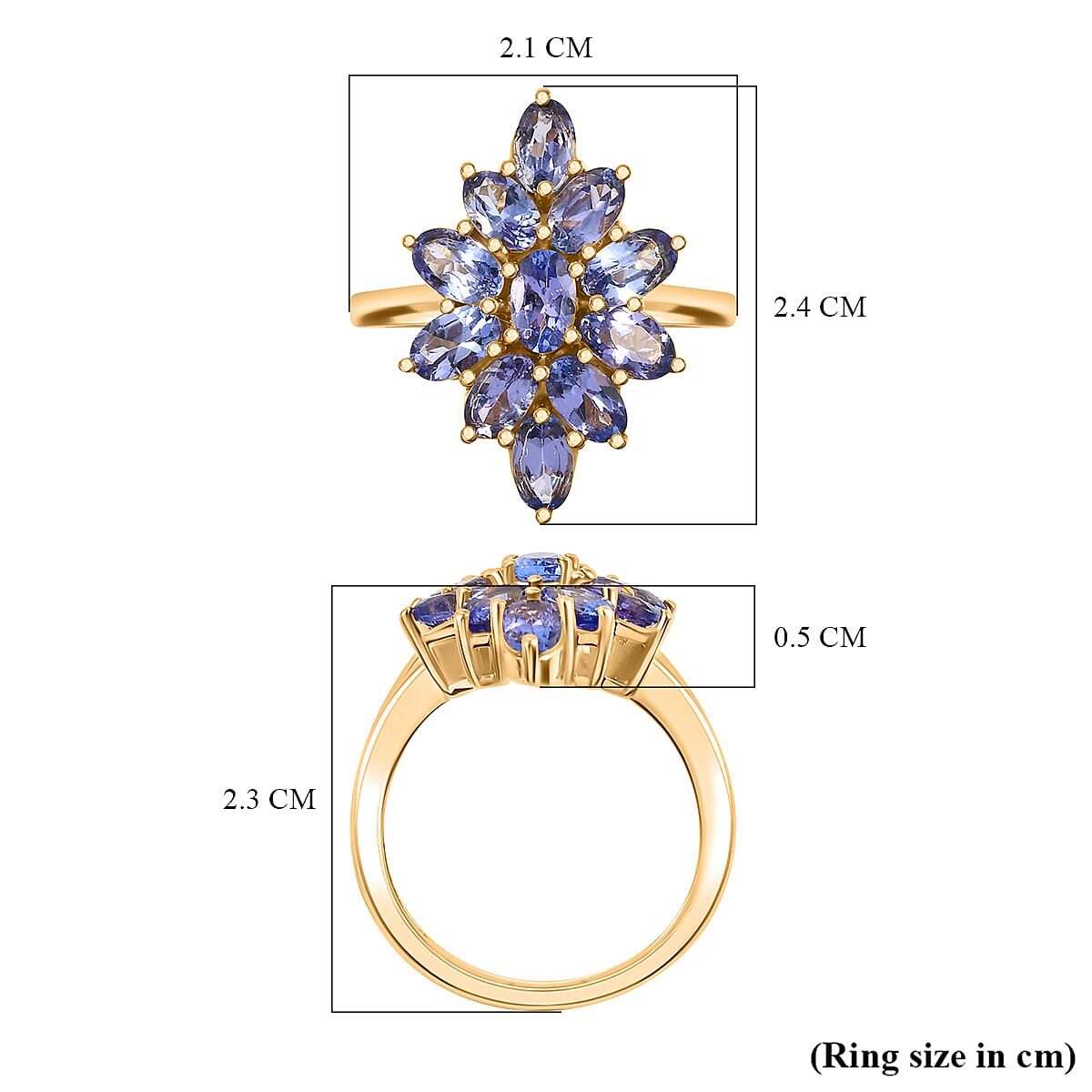 Tanzanite Ring in 18K Vermeil Yellow Gold Plated Sterling Silver 2.60 Ct. Tanzanite Ring in 18K Vermeil Yellow Gold Plated Sterling Silver 2.60 Ct.