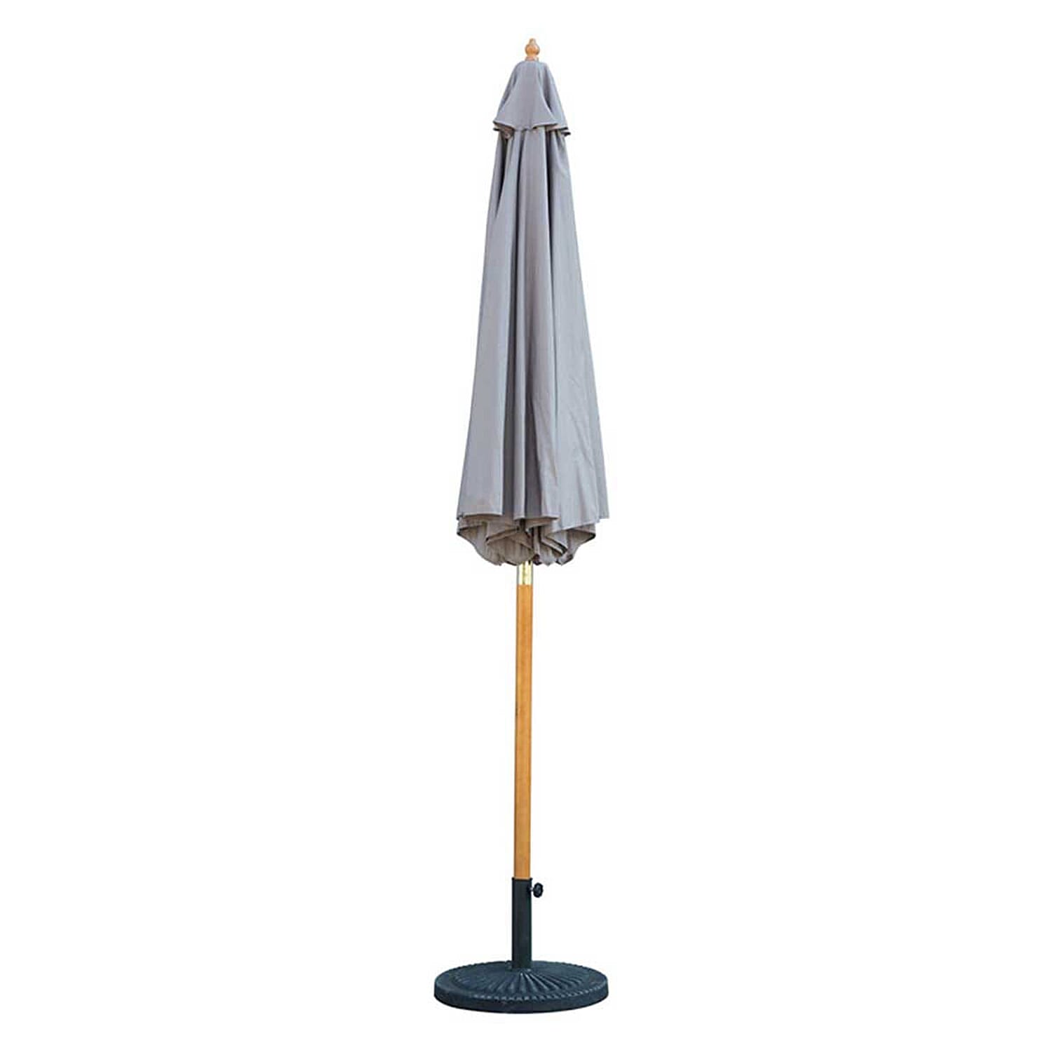 Bali Wooden Sunlight Resistance Parasol 2.85m with Base - Taupe