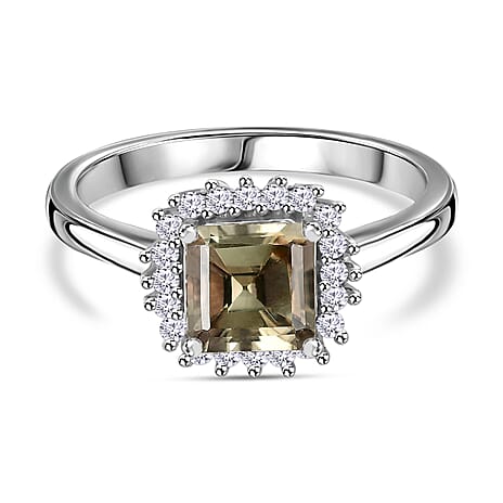 D'Joy Exclusive Edition - Turkizite & Moissanite Ring in Rhodium Overlay Sterling Silver 1.46 Ct.