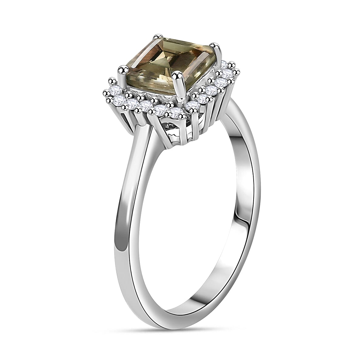 D'Joy Exclusive Edition - Turkizite & Moissanite Ring in Rhodium Overlay Sterling Silver 1.46 Ct.