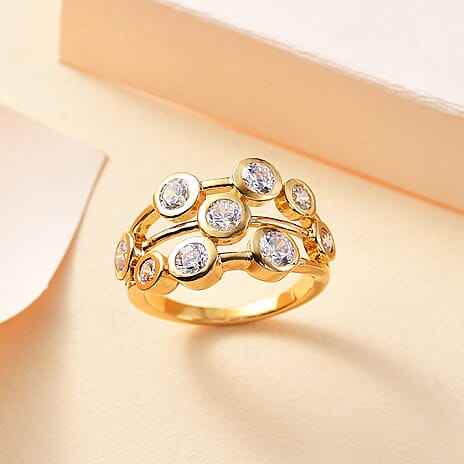 Swarovski Zirconia - Cluster Ring in 18K YG Vermeil Sterling Silver 3.384 Ct.