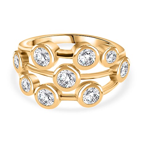Swarovski Zirconia - Cluster Ring in 18K YG Vermeil Sterling Silver 3.384 Ct.