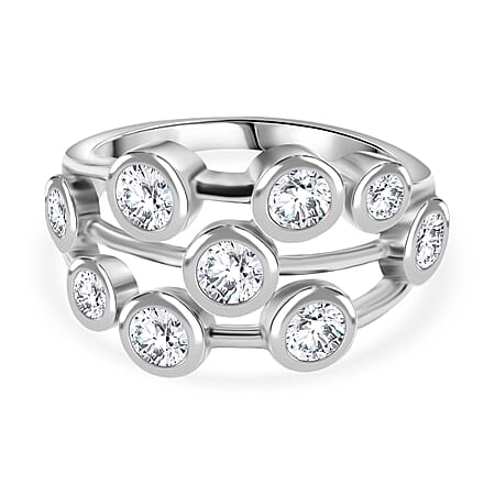 J Francis - SWAROVSKI ZIRCONIA Bubble Ring in Rhodium Plated Sterling Silver 3.38 ct.