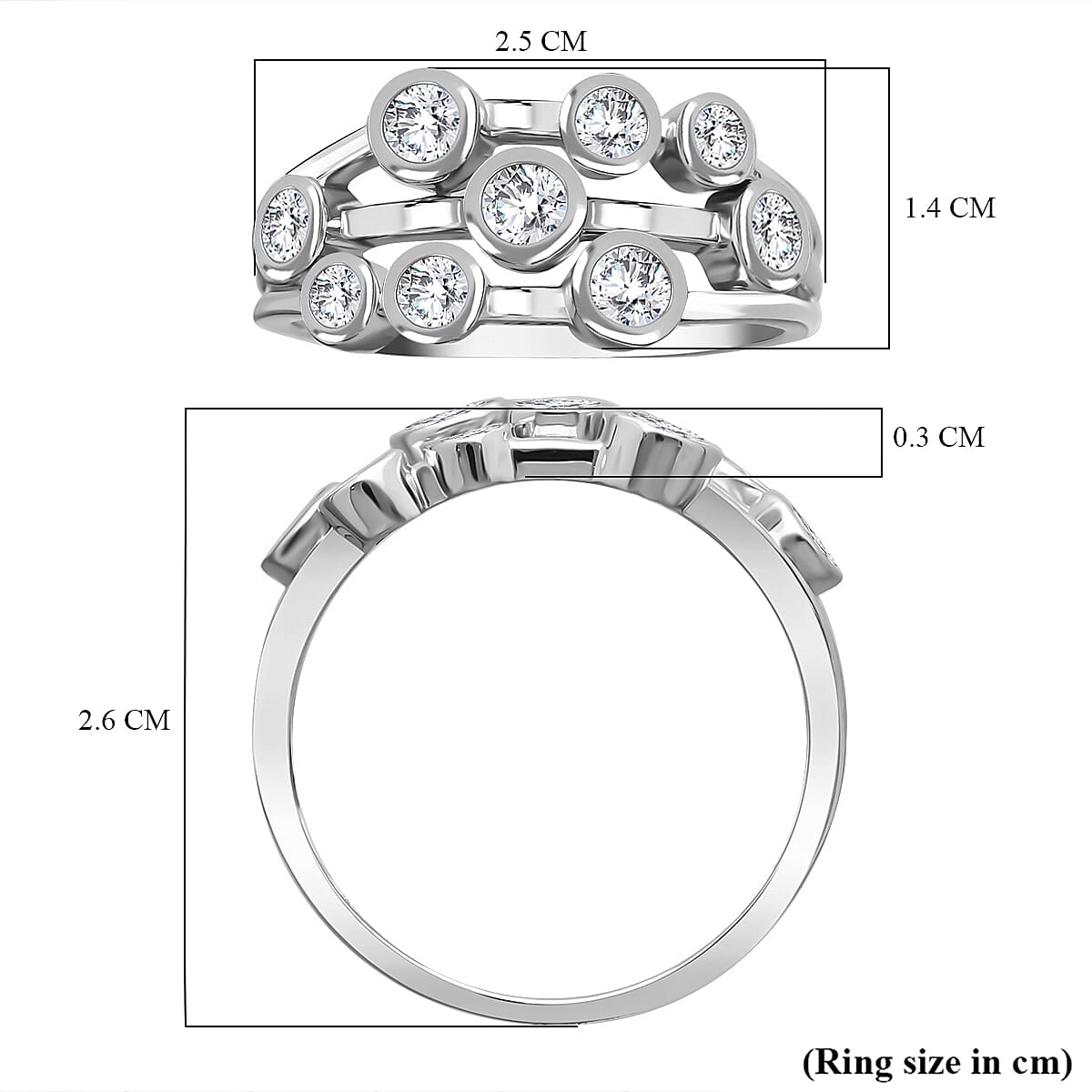 J Francis - SWAROVSKI ZIRCONIA Bubble Ring in Sterling Silver