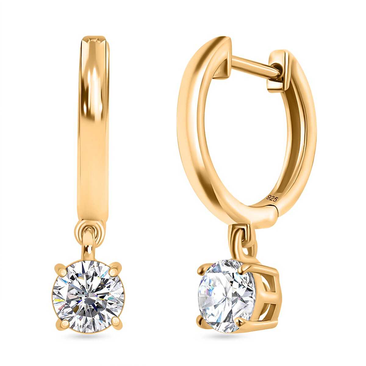 Swarovski Zirconia - Finest CZ Dangling Earring in 18K YG Vermeil Sterling Silver 2.54 ct 1.868 Ct.