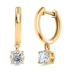 J Francis - SWAROVSKI ZIRCONIA Drop Huggie Hoop Earrings in Rhodium Plated Sterling Silver 1.87 ct.