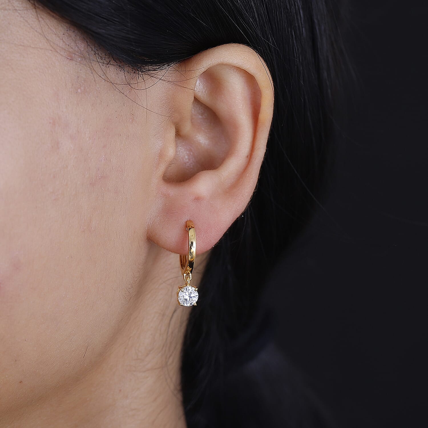 Swarovski Zirconia - Finest CZ Dangling Earring in 18K YG Vermeil Sterling Silver 2.54 ct 1.868 Ct.