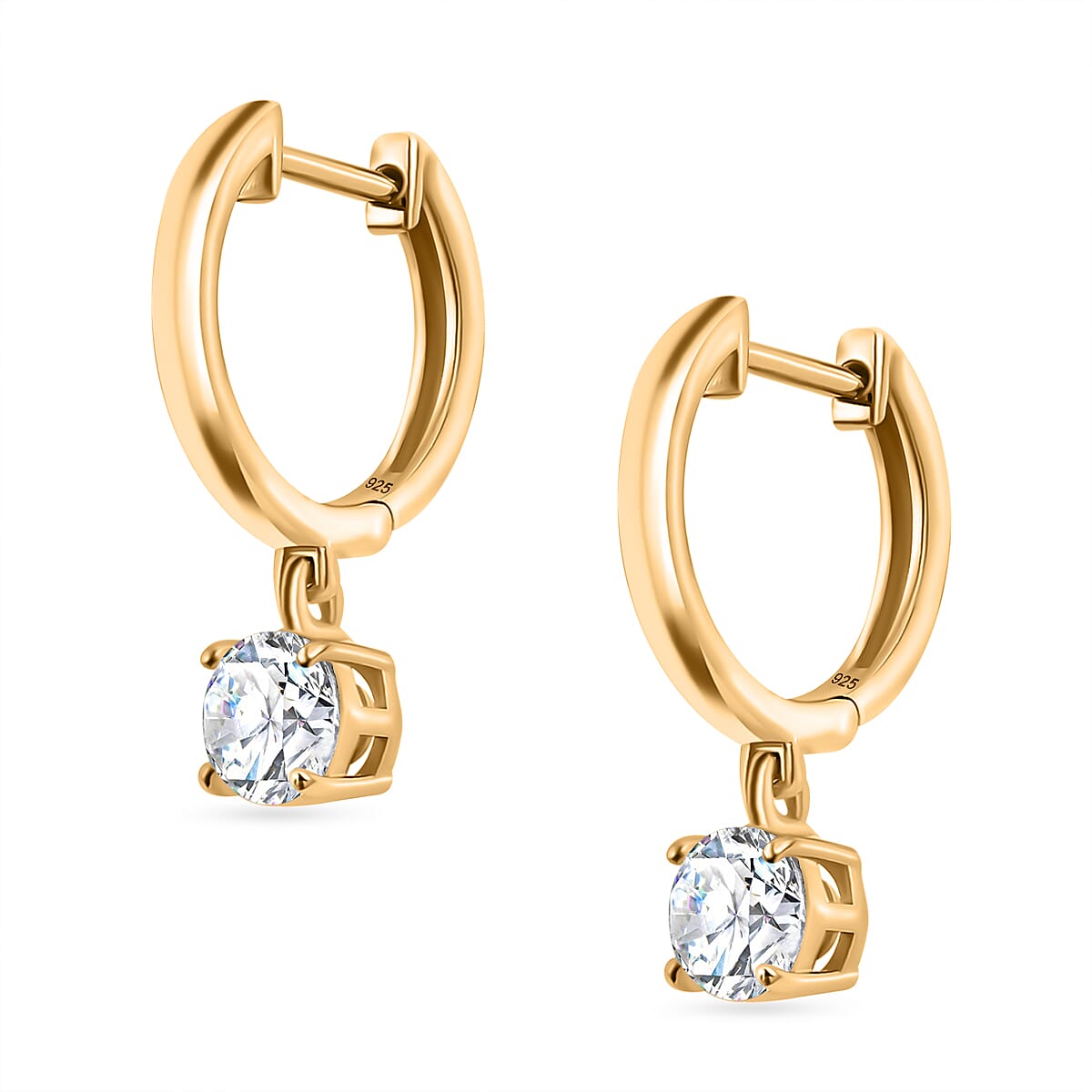 Swarovski Zirconia - Finest CZ Dangling Earring in 18K YG Vermeil Sterling Silver 2.54 ct 1.868 Ct.