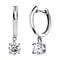 J Francis - SWAROVSKI ZIRCONIA Drop Huggie Hoop Earrings in Rhodium Plated Sterling Silver 1.87 ct.