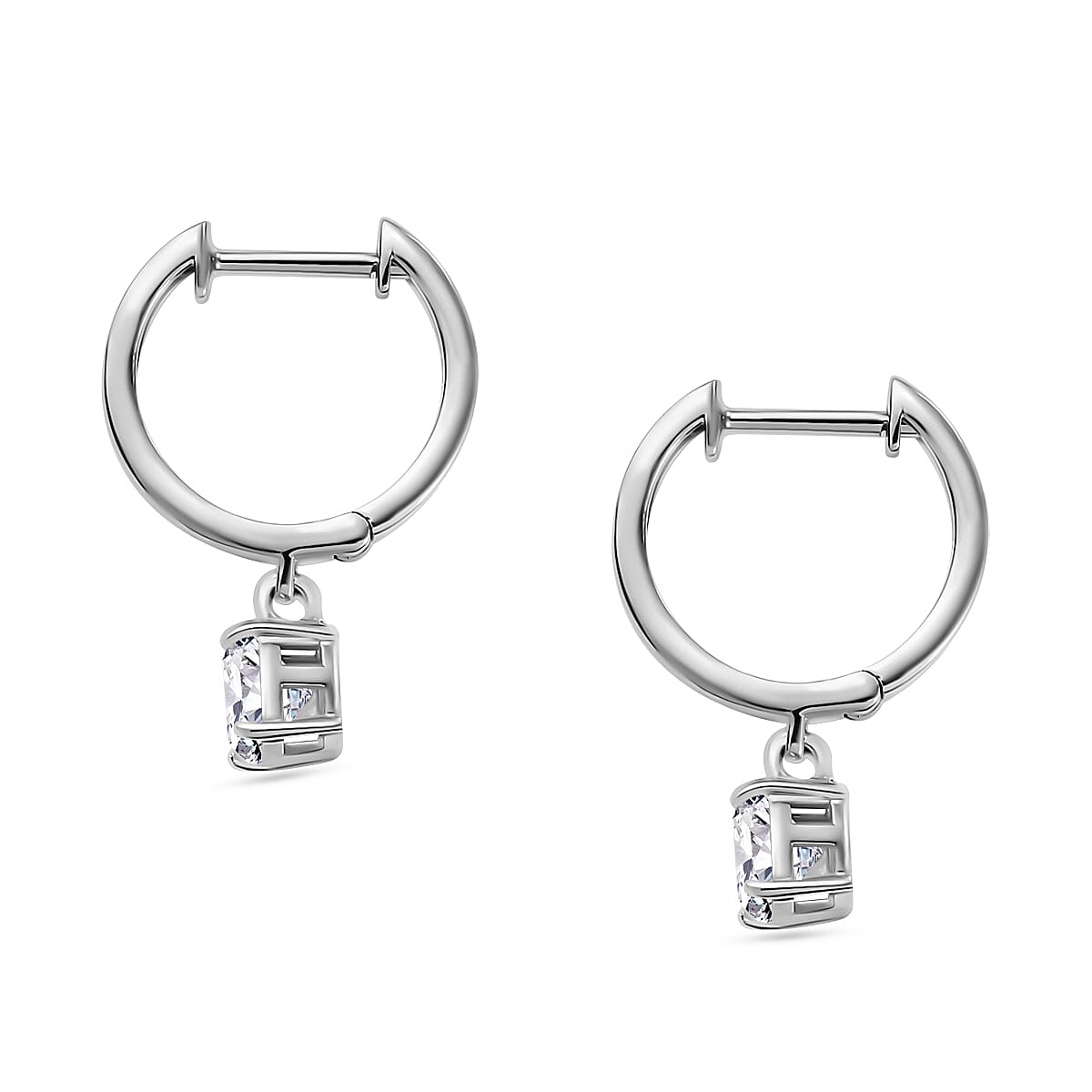 J Francis - Swarovski Zirconia Dangling Hoop Earring in Rhodium Overlay Sterling Silver 1.87 Ct.