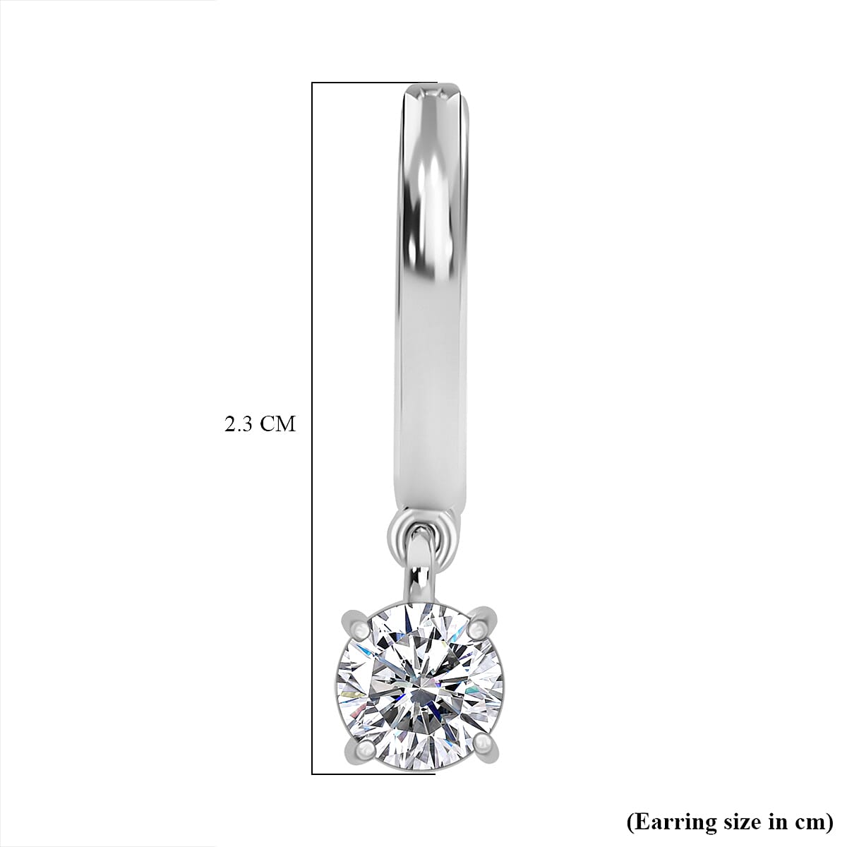 J Francis - Swarovski Zirconia Dangling Hoop Earring in Rhodium Overlay Sterling Silver 1.87 Ct.