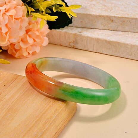 The Circle Of Heaven - Tri Colour Chameleon Jadeite Bangle (Size 8) 230.0 Ct