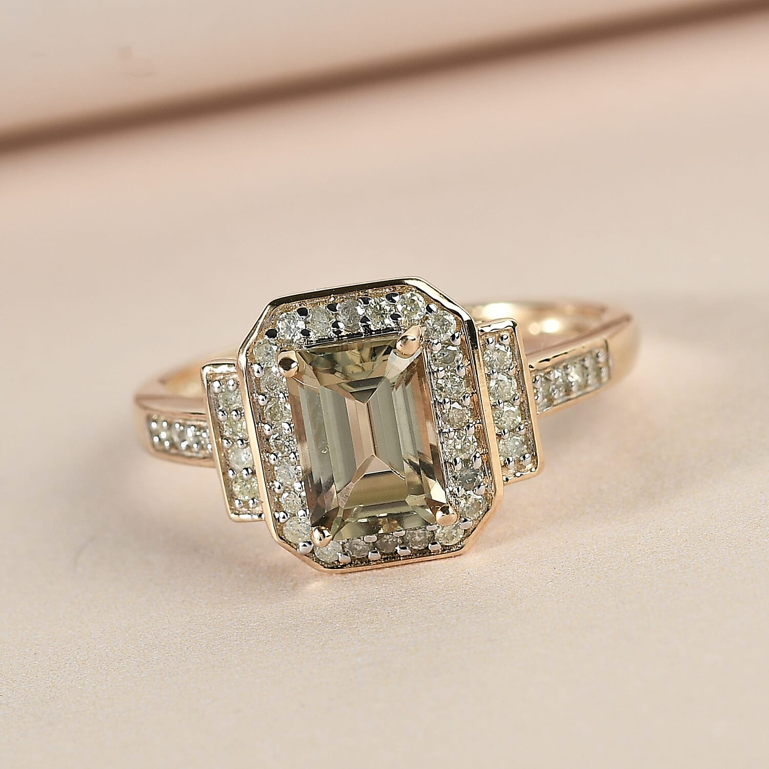 9K Yellow Gold Turkizite and Diamond Ring 1.43 Ct.