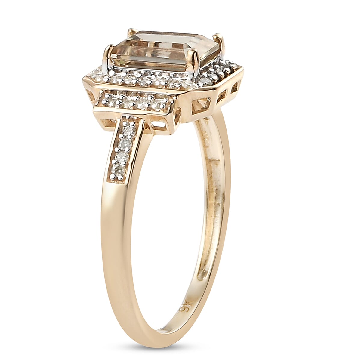 9K Yellow Gold Turkizite and Diamond Ring 1.43 Ct.