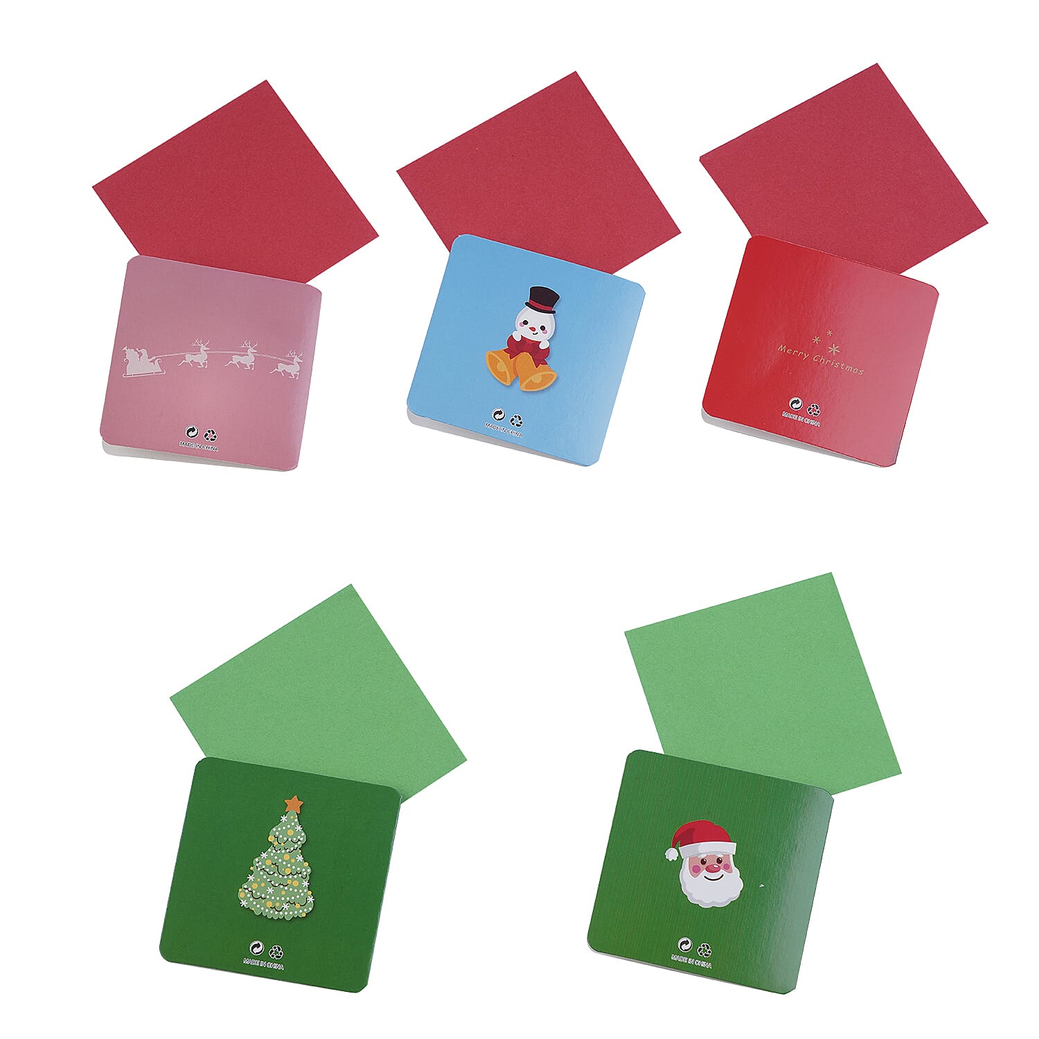 Set of 5 - Christmas Themes Pattern Colourful Greeting Cards with Envelopes (Size 7 Cm)