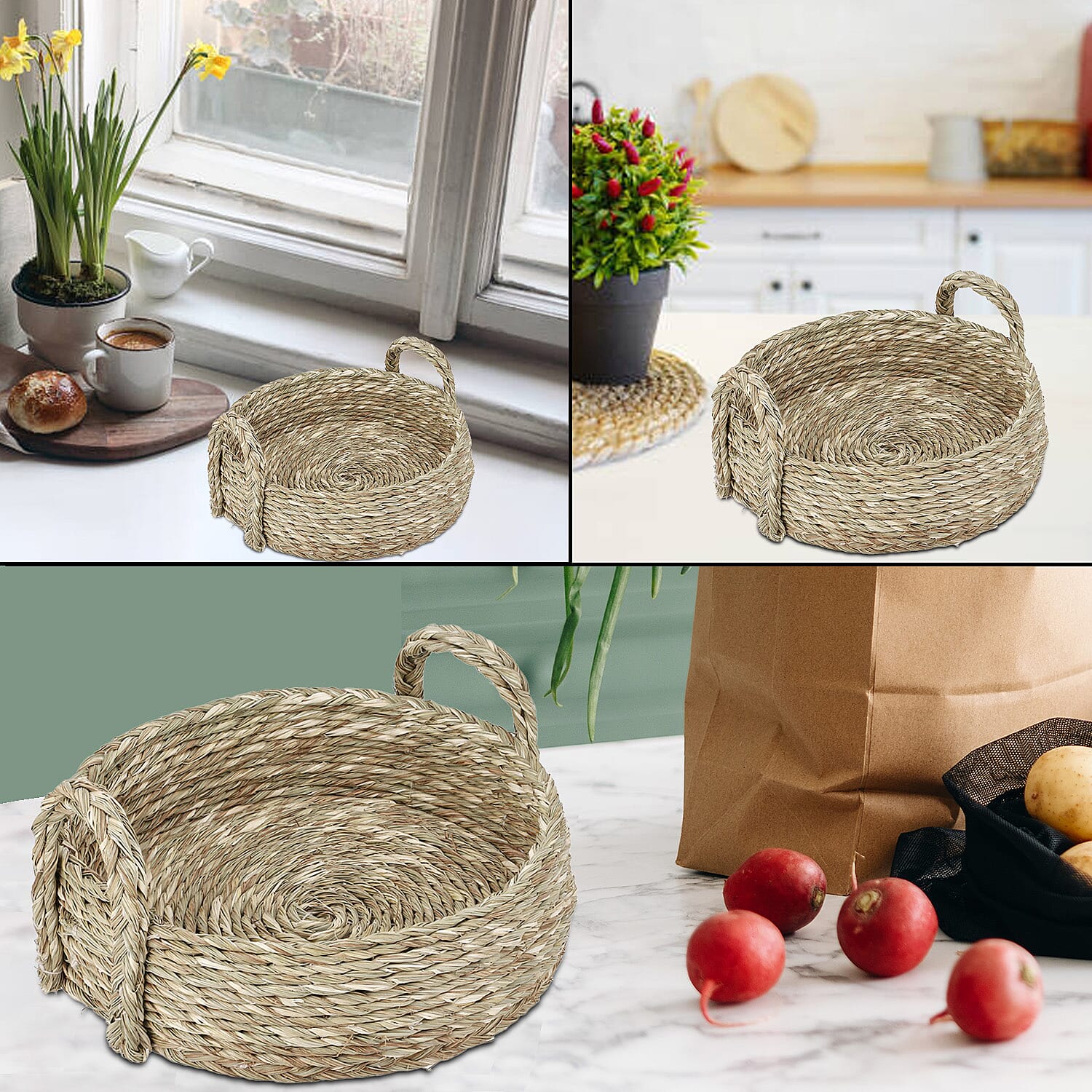 Handmade Sabai Grass Basket (Size 25x8 Cm) - Brown