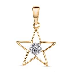 9K White Gold SGL Certified Diamond (I3/G-H) Star Pendant 0.05 Ct