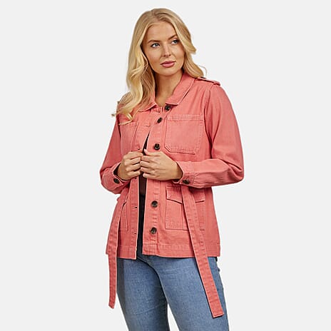 Mudflower Cotton Woven Jacket (Size 1x1 cm) - Peach Pink