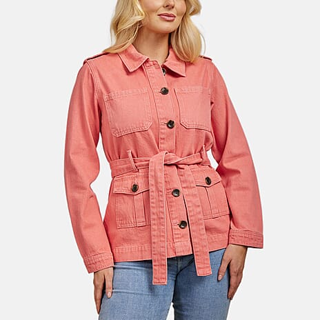 Mudflower Cotton Woven Jacket (Size 1x1 cm) - Peach Pink