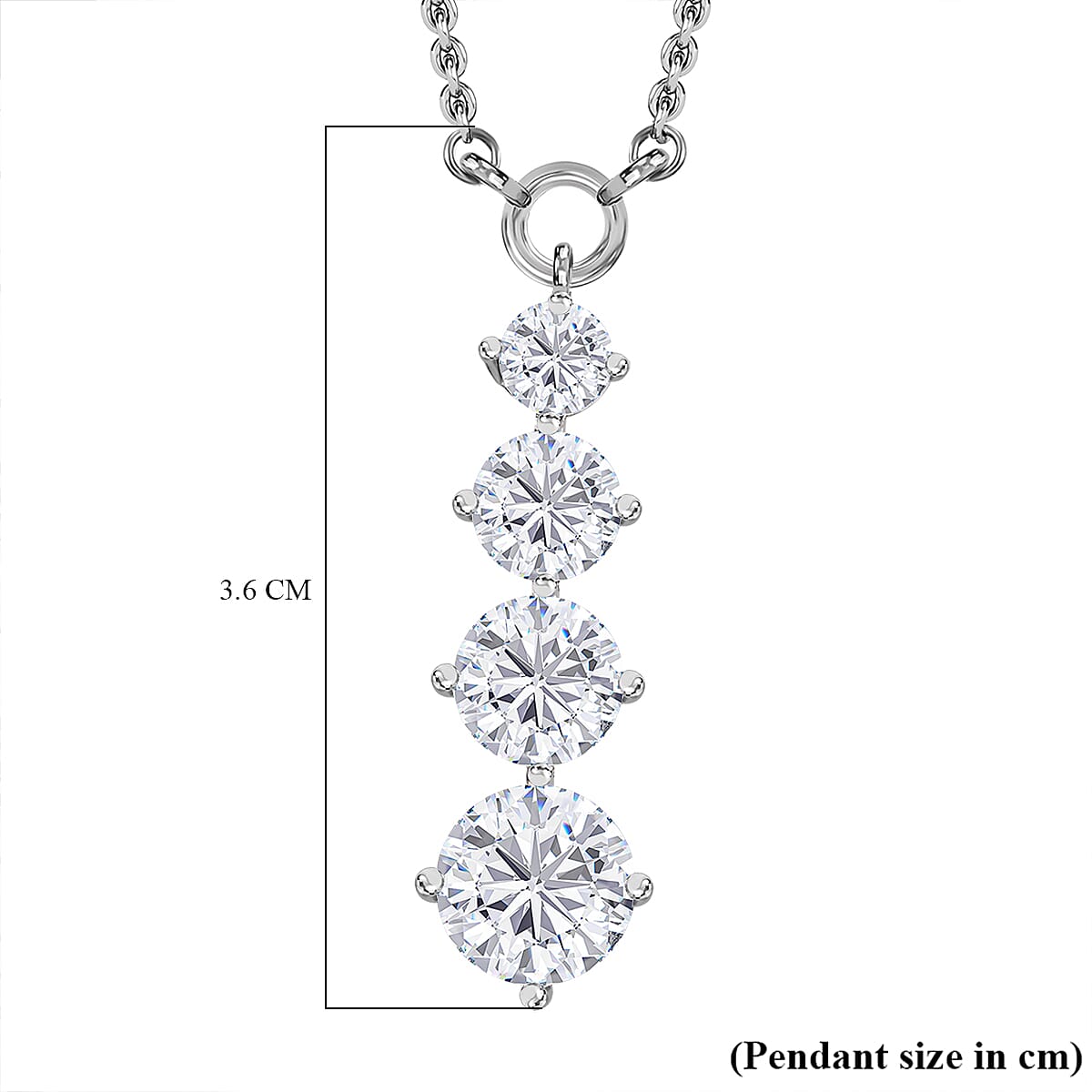 J Francis - Swarovski Zirconia - Fancy Necklace With Lobster Clasp (Size - 20) in Rhodium Overlay Sterling Silver 7.84 Ct.