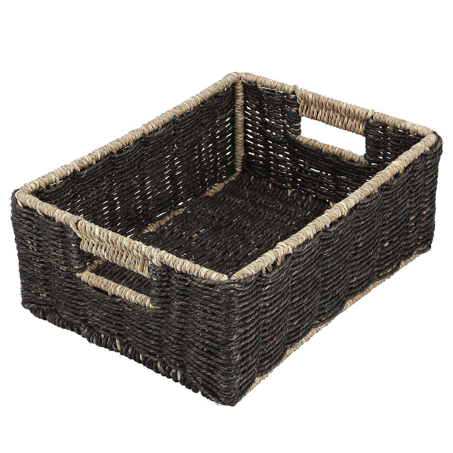 Handcrafted Sabai Grass Towel Basket (Size 30x24x11 Cm) - Black