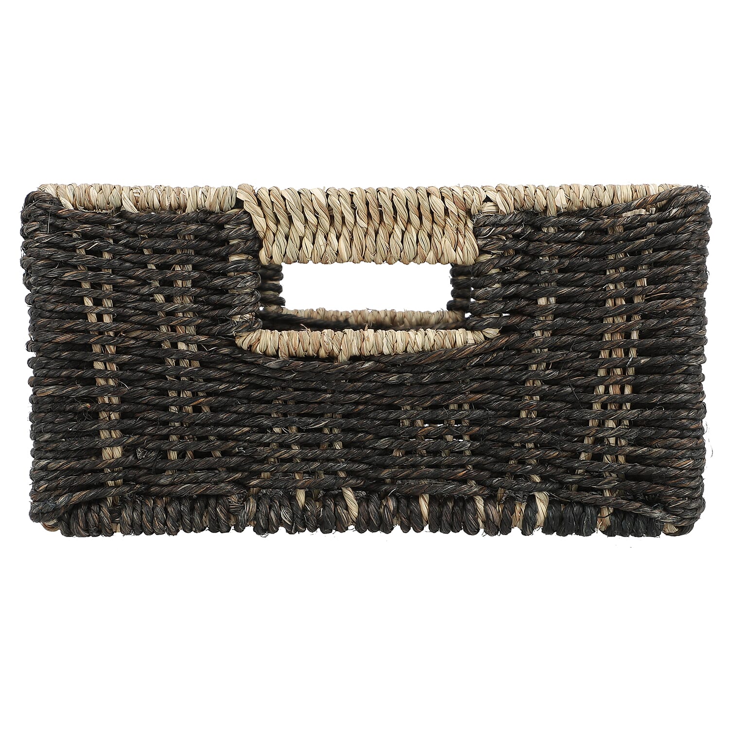 Handcrafted Sabai Grass Towel Basket (Size 30x24x11 Cm) - Black