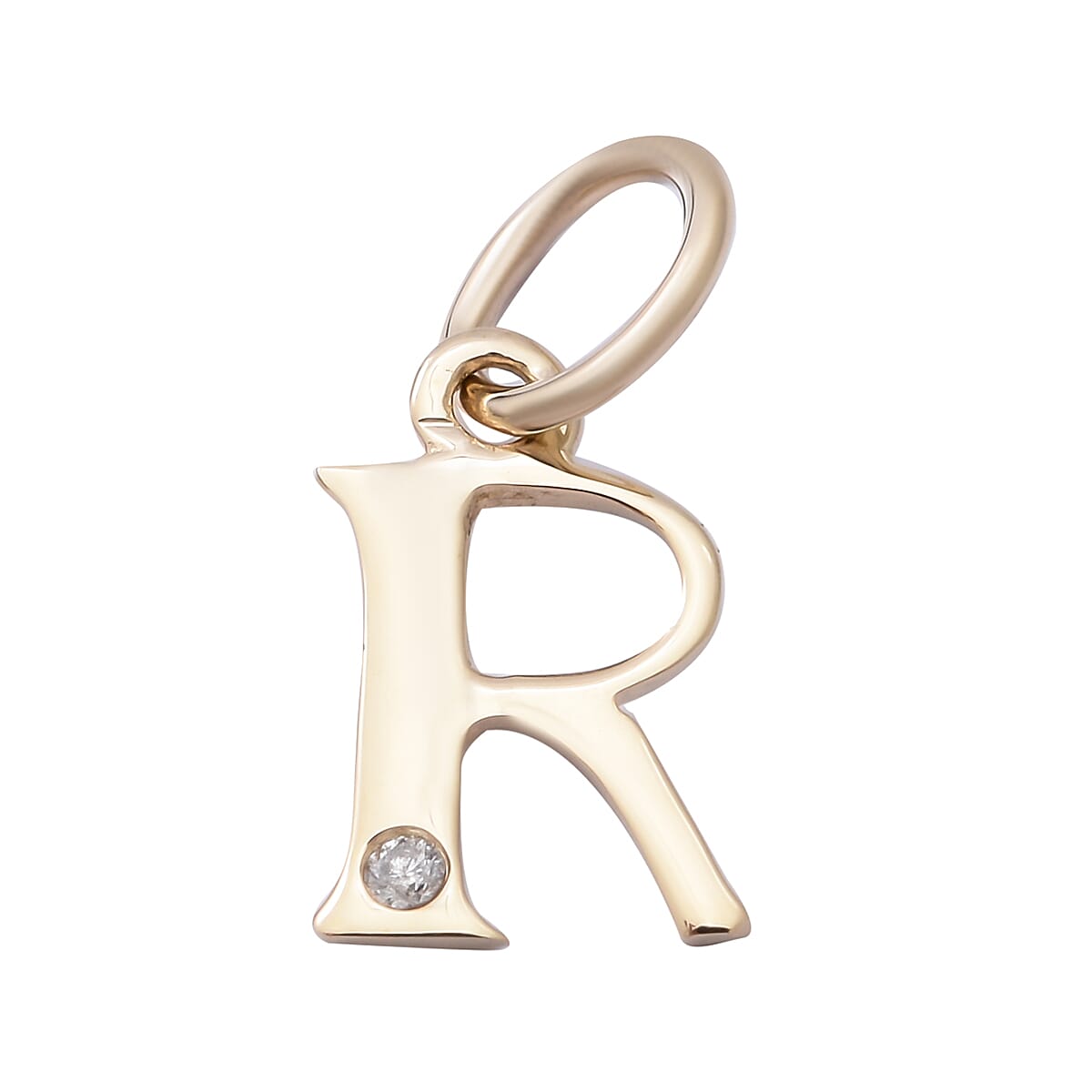 R Initial White Diamond Solitaire Pendant in 9K Yellow Gold - 7886647 - TJC