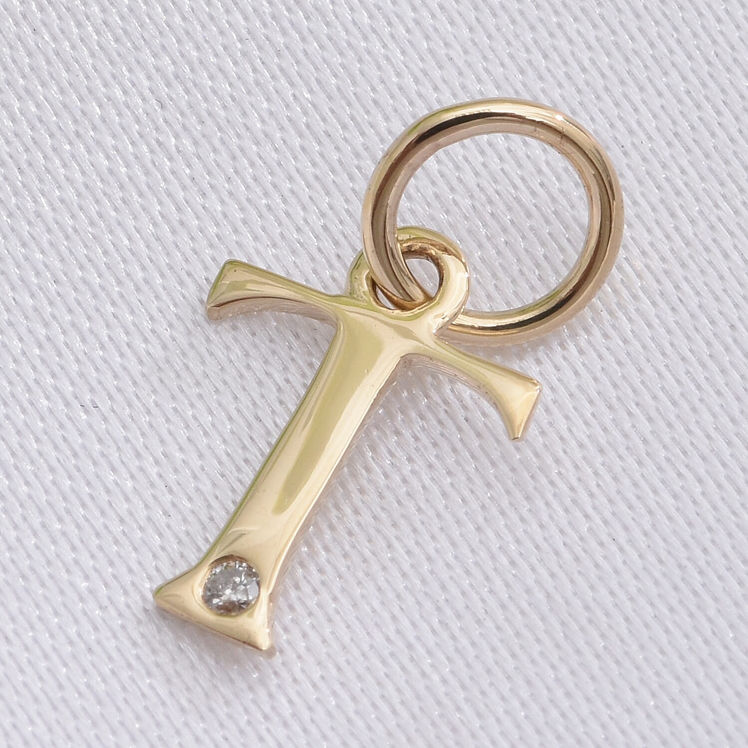 9K Yellow Gold Diamond Initial T Pendant