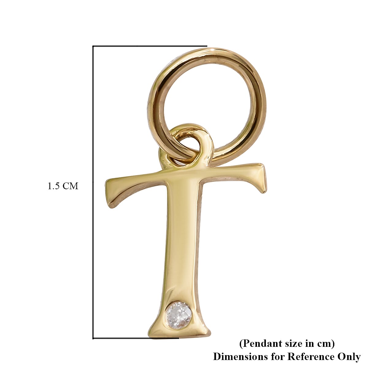 9K Yellow Gold Diamond Initial T Pendant