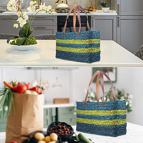 Handmade Sabai Grass Veg Bucket Bag - Green