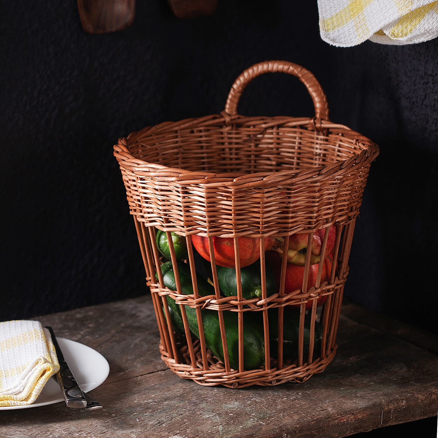Handmade Sabai Grass Vegetable Holder Basket (Size 25x20 Cm) - Brown