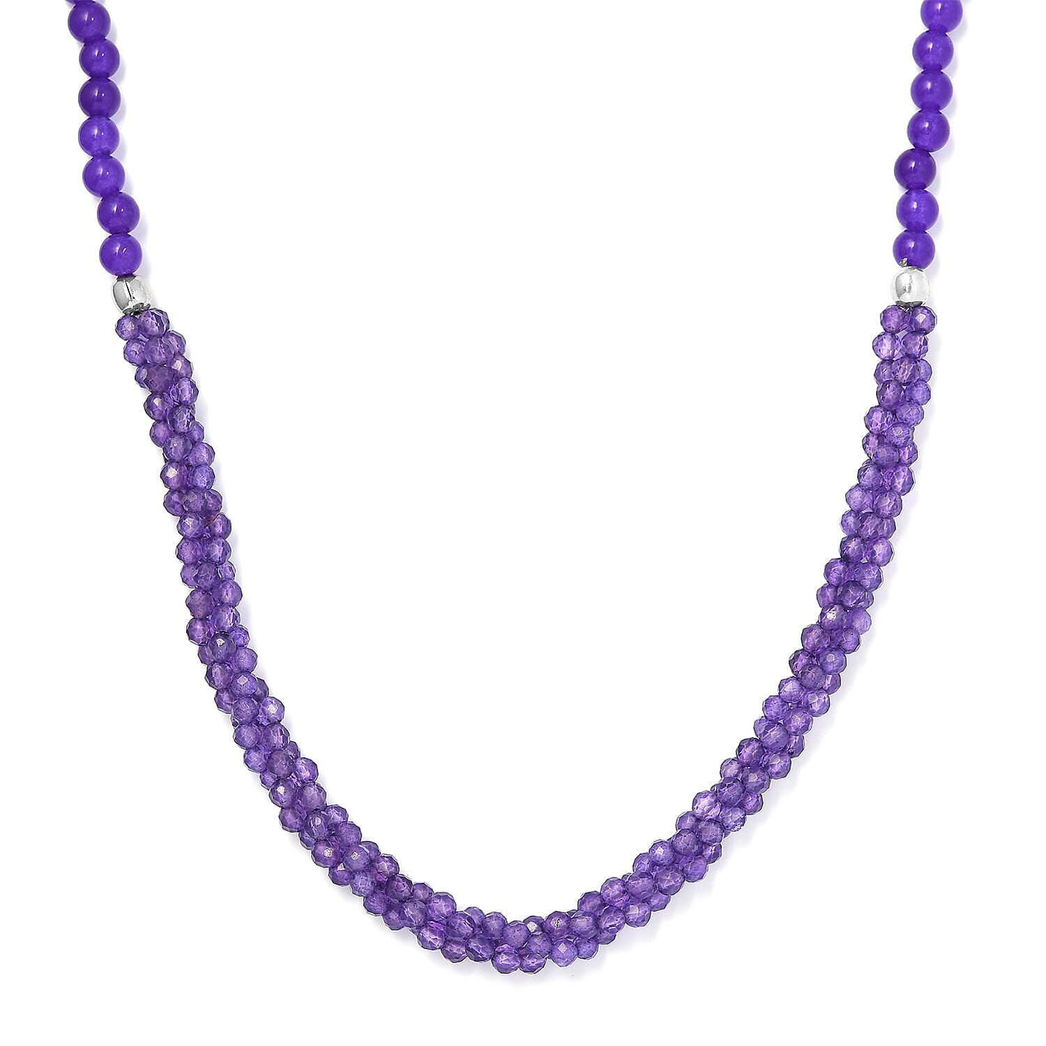 Amethyst and Quartzite Necklace (Size - 20) in Sterling Silver