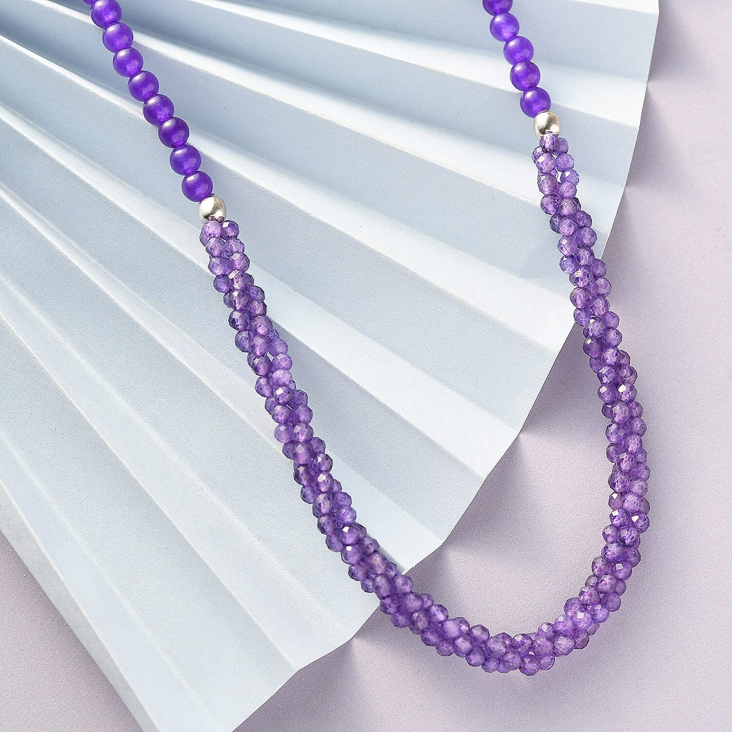 Amethyst and Quartzite Necklace (Size - 20) in Sterling Silver
