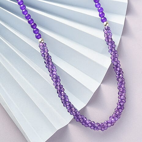 Amethyst and Quartzite Necklace (Size - 20) in Sterling Silver