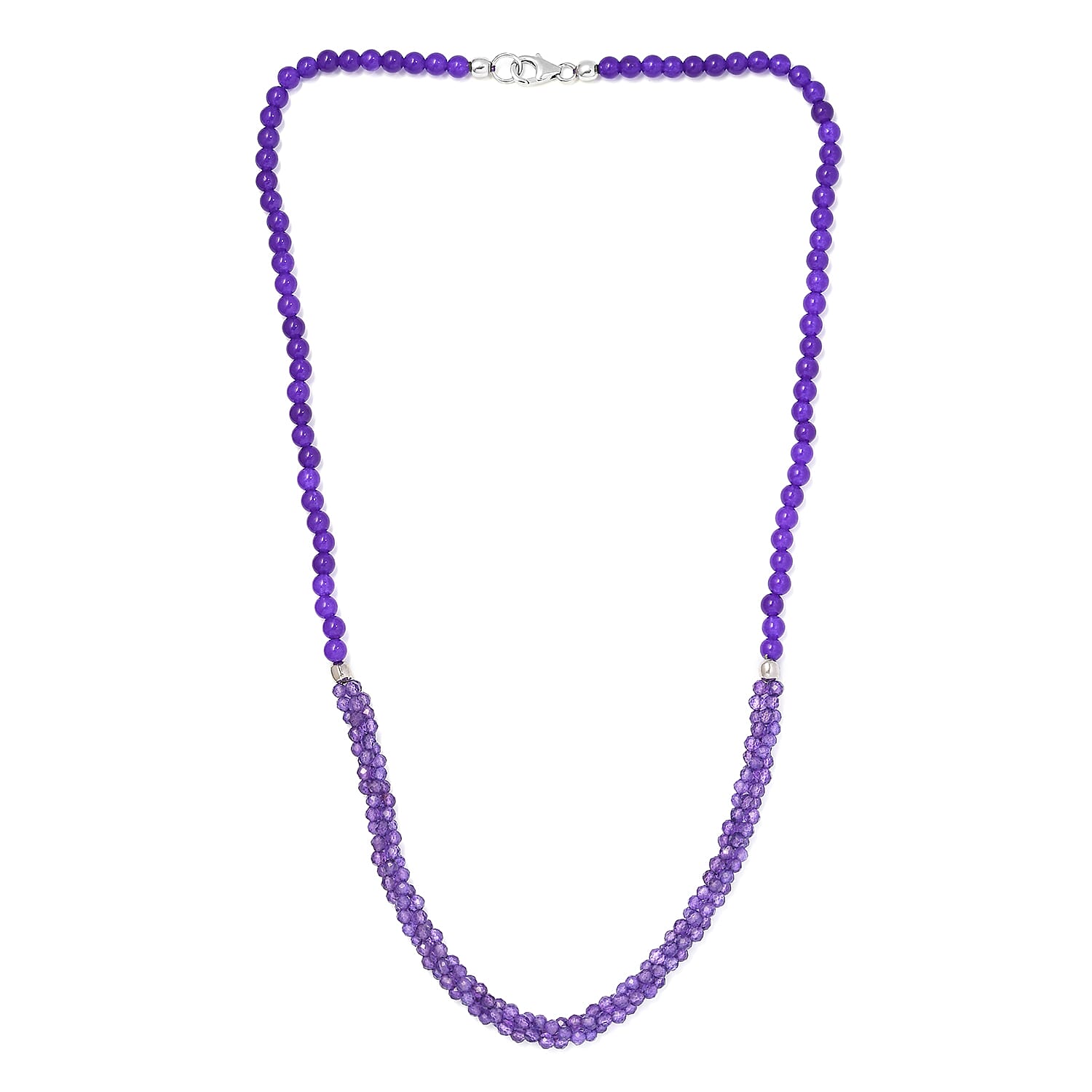 Amethyst and Quartzite Necklace (Size - 20) in Sterling Silver