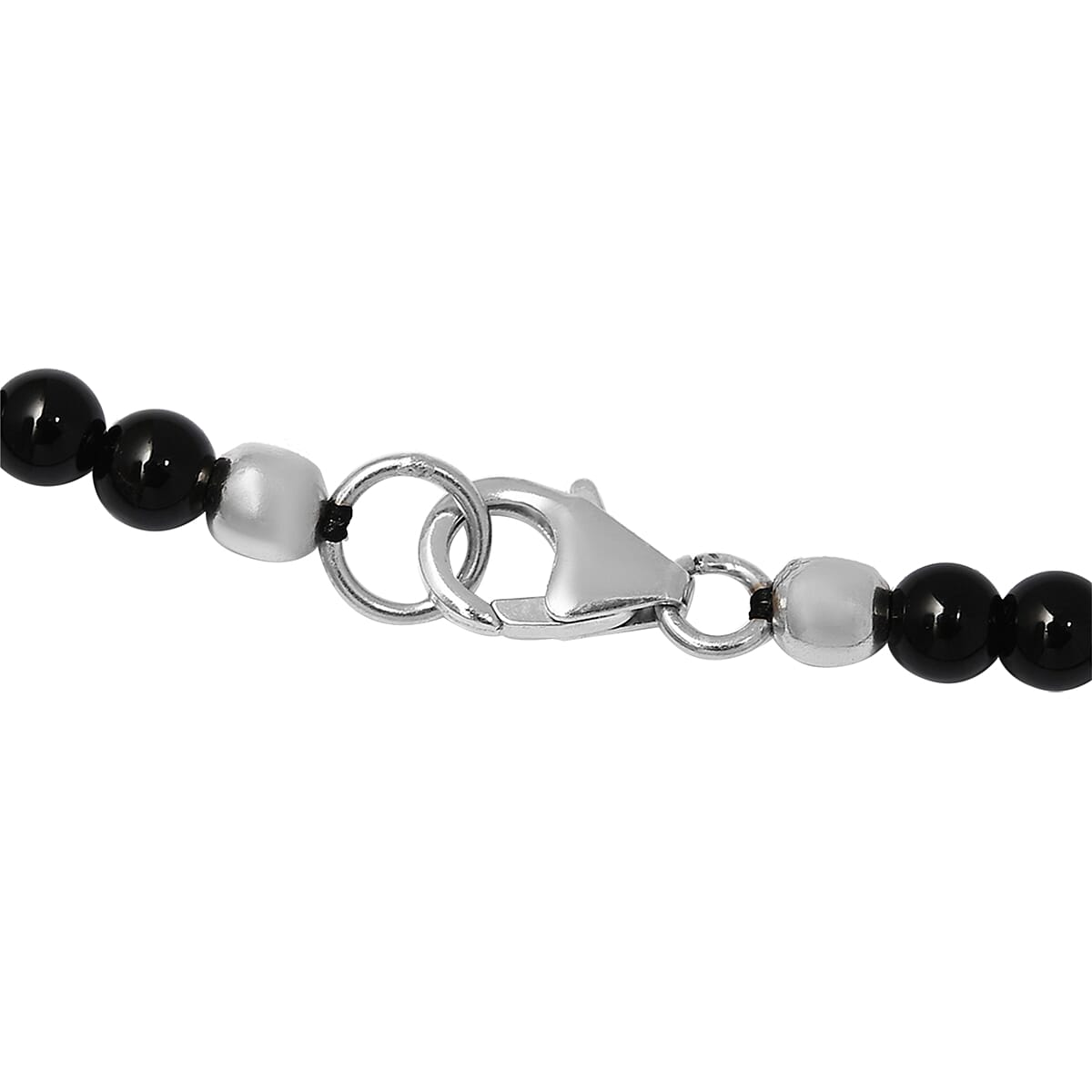 Black Spinel and Quartzite Necklace (Size - 20) in Sterling Silver