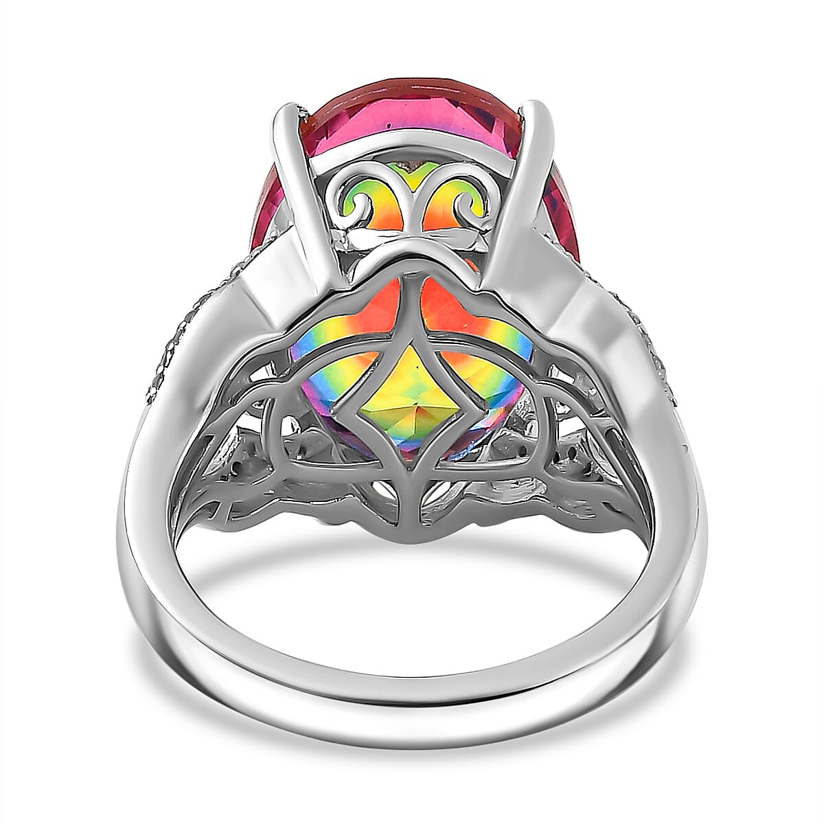 TJC Launch Nebula Quartz Doublet & White Zircon Ring in Rhodium Overlay Sterling Silver 9.57 Ct. TJC Launch Nebula Quartz Doublet & White Zircon Ring in Rhodium Overlay Sterling Silver 9.57 Ct.