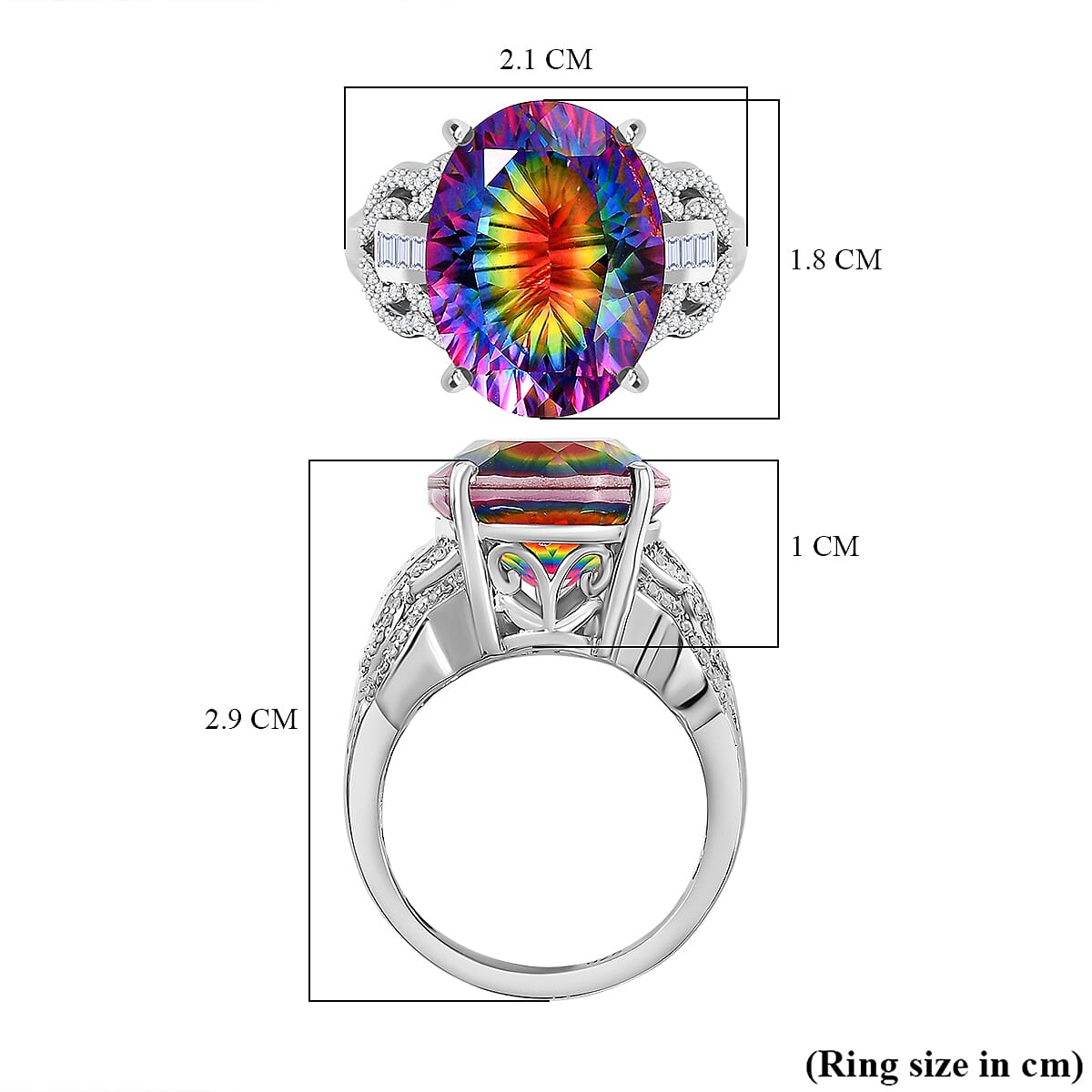 TJC Launch Nebula Quartz Doublet & White Zircon Ring in Rhodium Overlay Sterling Silver 9.57 Ct. TJC Launch Nebula Quartz Doublet & White Zircon Ring in Rhodium Overlay Sterling Silver 9.57 Ct.