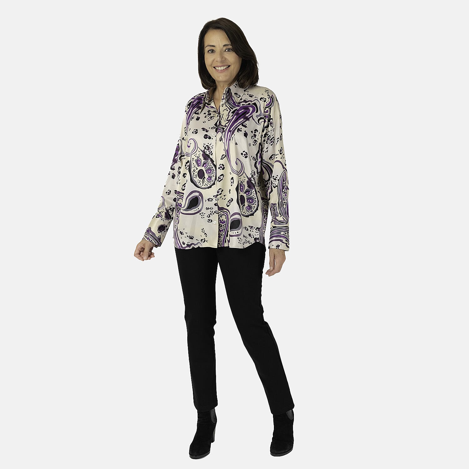 Emily Printed Shirt (Size 12) - Purple