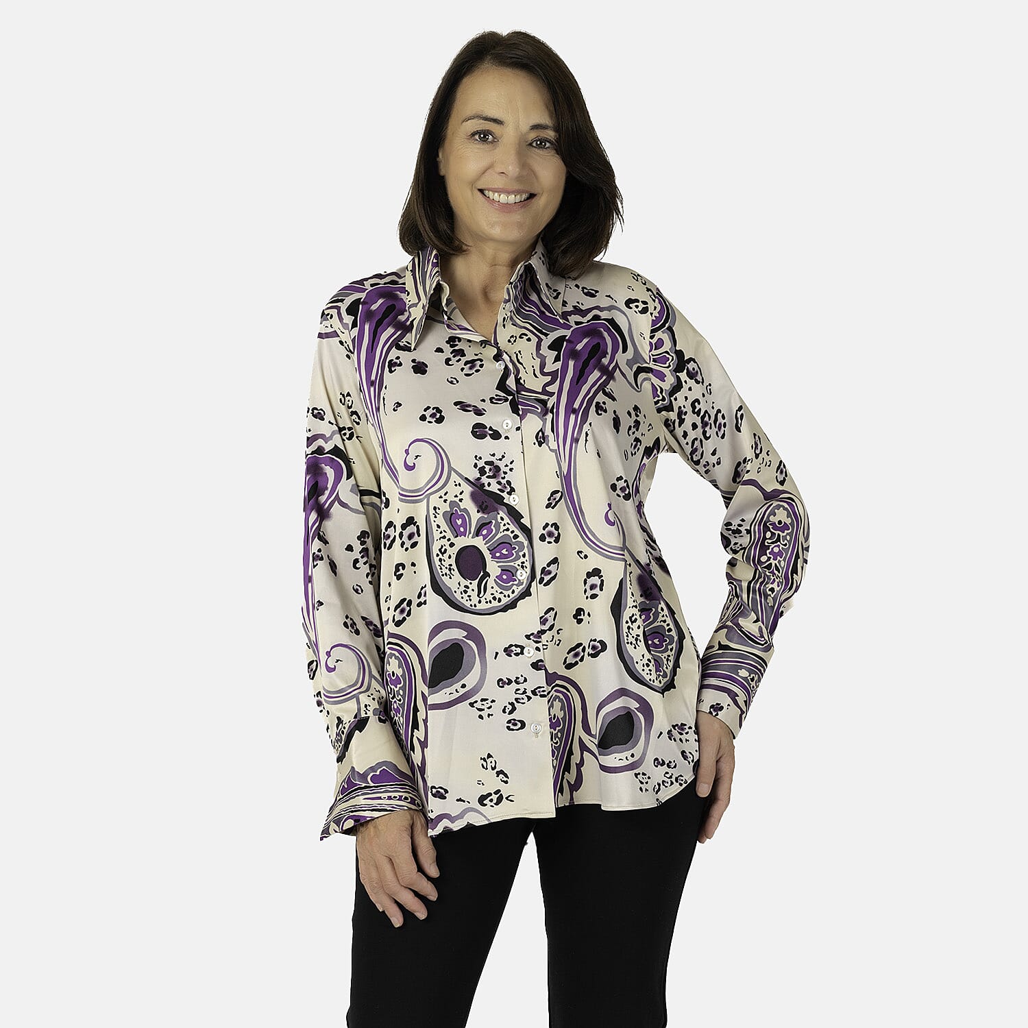 Emily Printed Shirt (Size 12) - Purple