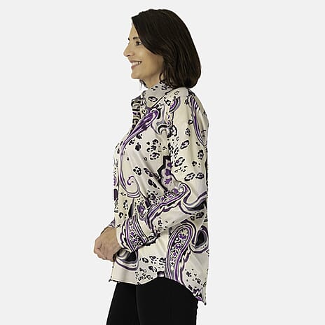 Emily Printed Shirt (Size 10) - Purple