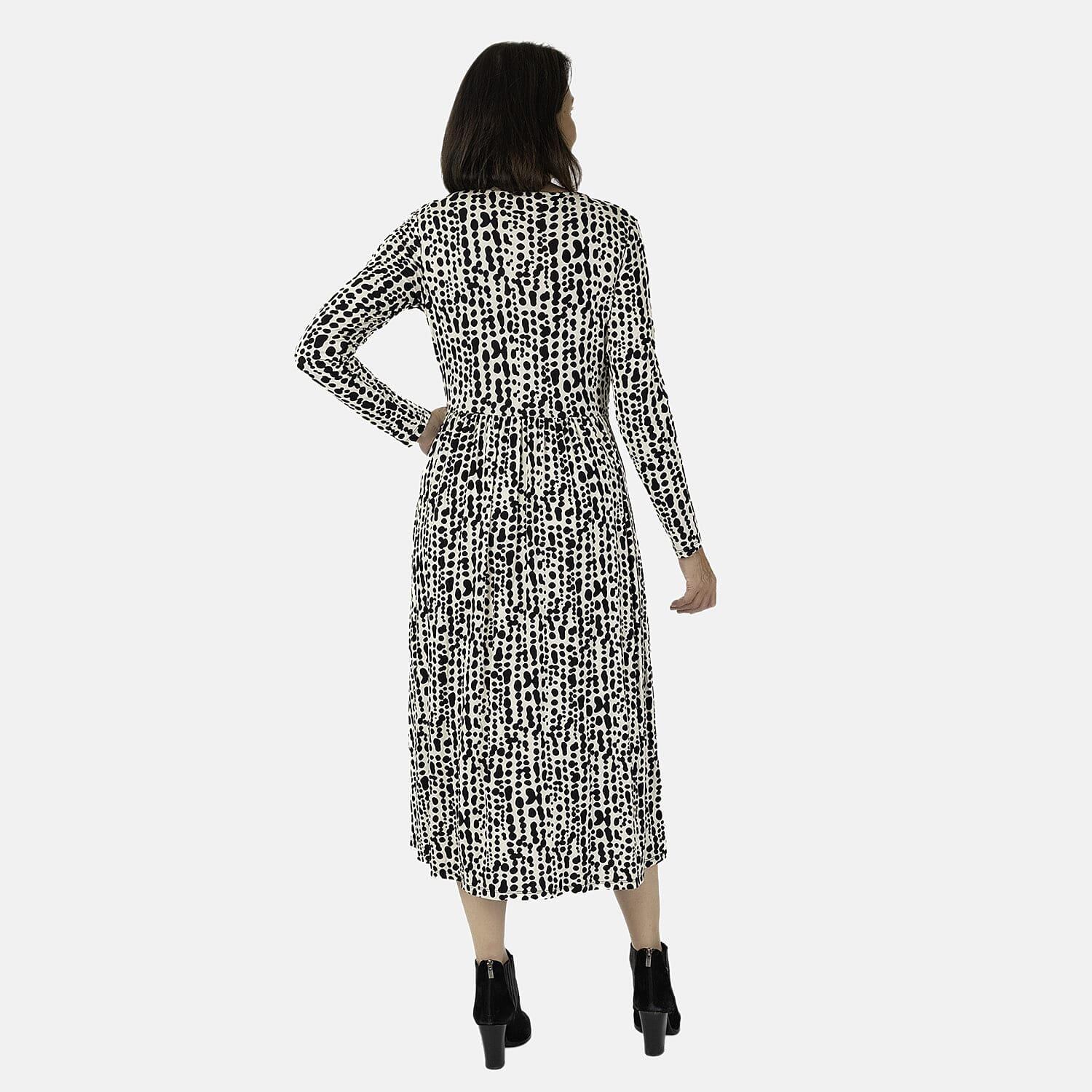 Emily Printed Knitted Midi Dress (Size 10) - Mono