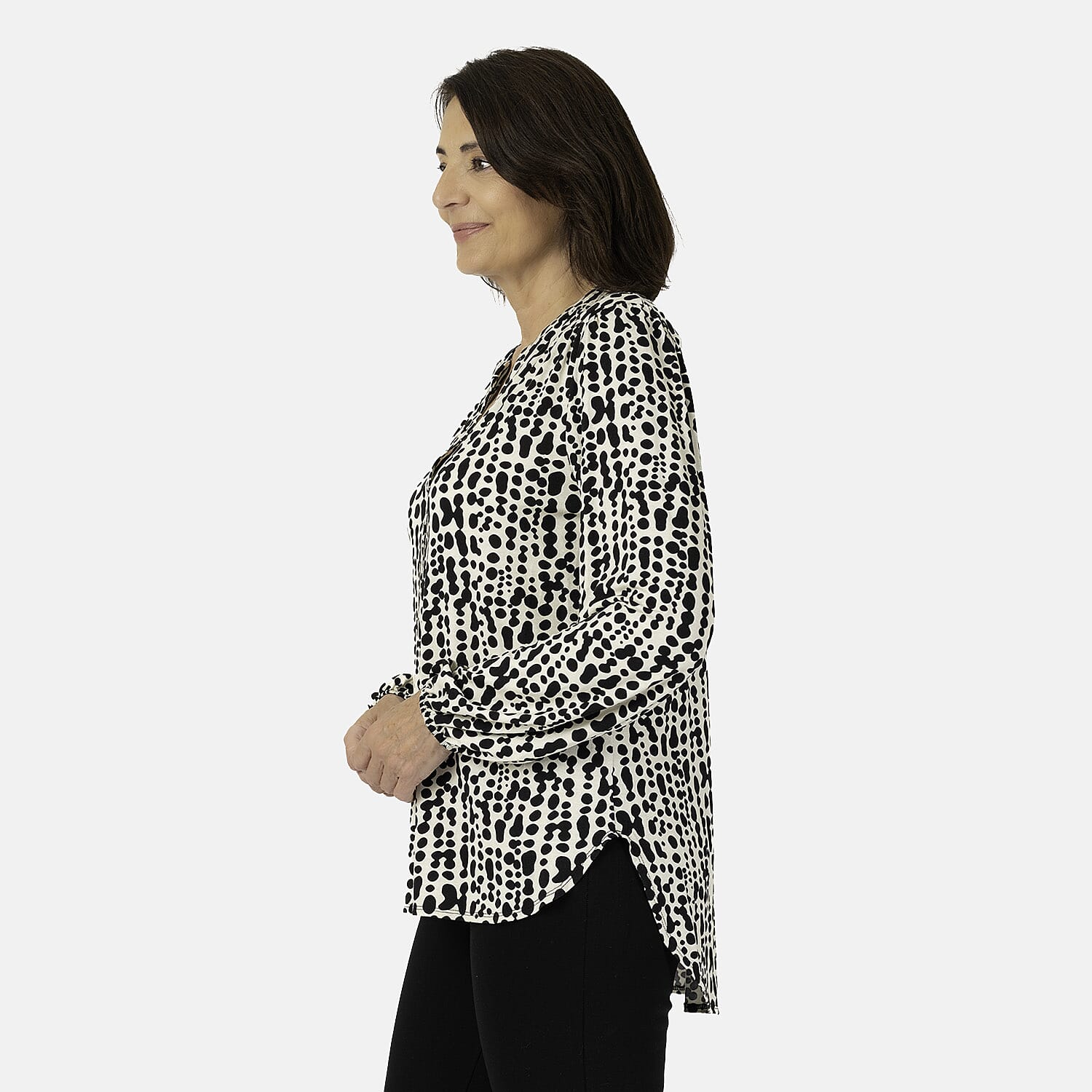 Emily Printed V-Neck Knitted Tunic (Size 12) - Mono