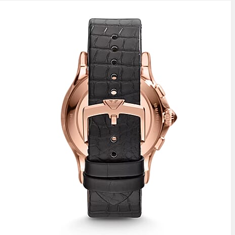 EMPORIO ARMANI Swiss Made Quartz Mens Watch in Leather