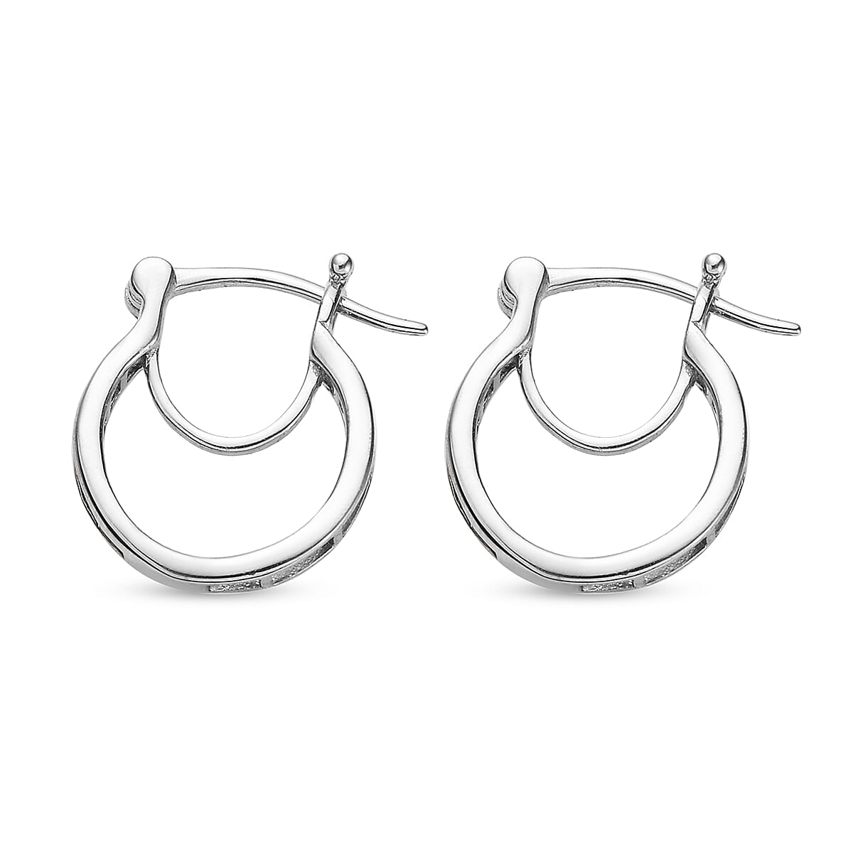 Blue Diamond Half Hoop Earrings (with Clasp) in Platinum Overlay Sterling Silver 0.25 Ct.