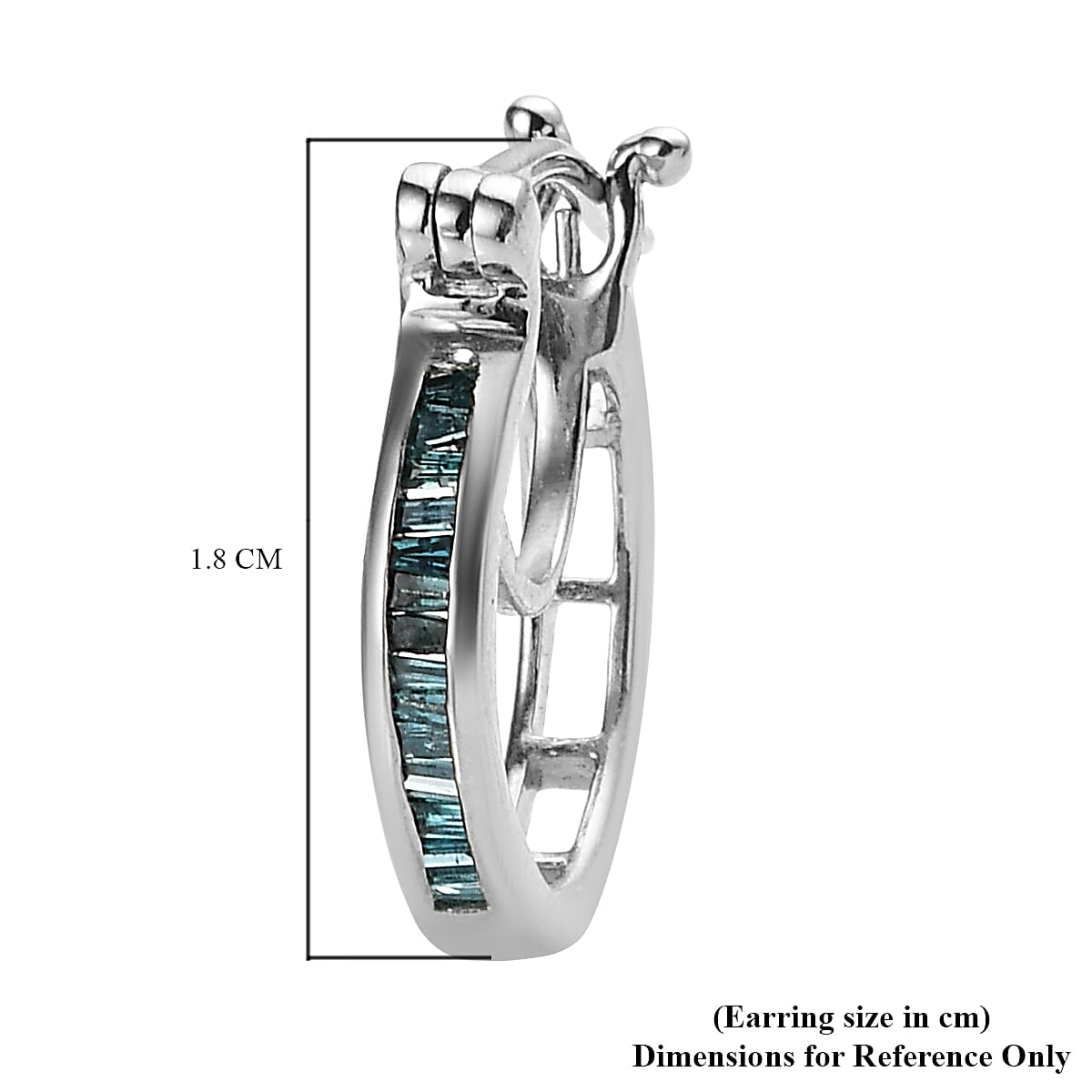Blue Diamond Half Hoop Earrings (with Clasp) in Platinum Overlay Sterling Silver 0.25 Ct.