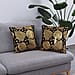 Set of 2 - Leaf Pattern Velvet Cushion Cover (Size 45 Cm) - Black & Gold